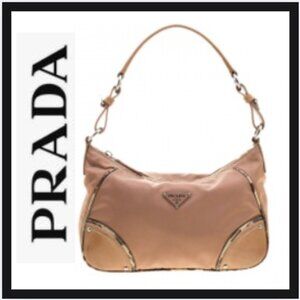 PRADA Shoulder Bag Nylon Beige